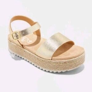 Art Class Lindsey Girl's Espadrille Platform Open Toe Gold wedge Sandals New